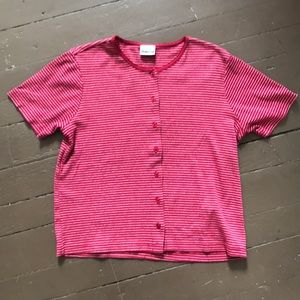 90s grunge oversized striped button up tee